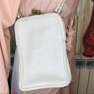 Vintage Coach Double Kiss Lock White Leather Purse